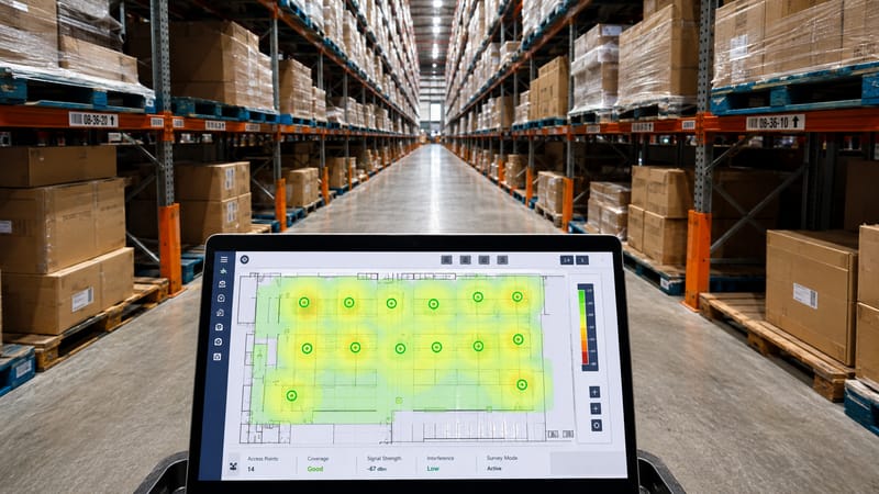 Warehouse wireless survey and coverage planning